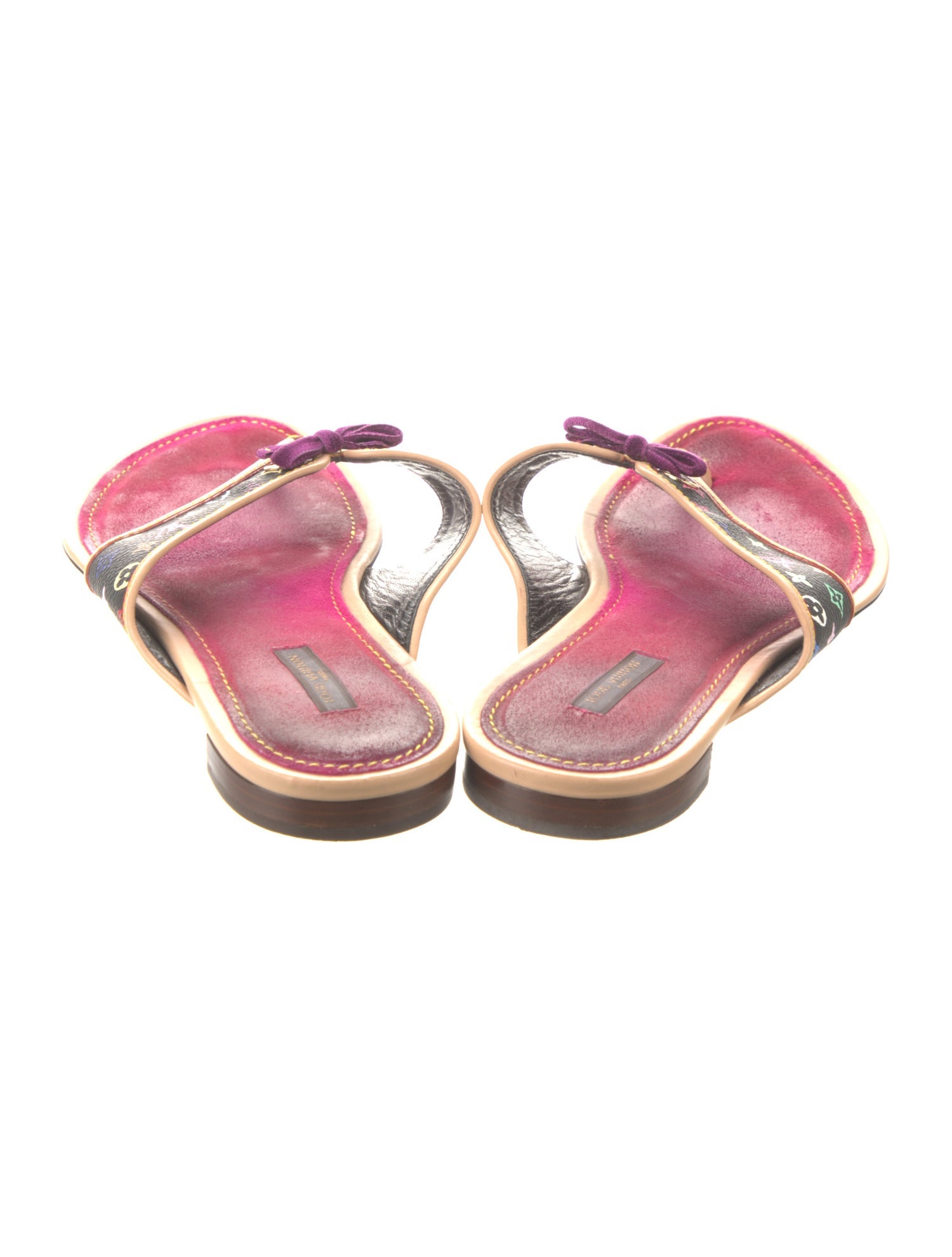 Louis Vuitton Floral Print Bow Accents Slides